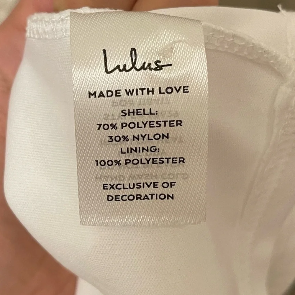 Lulu’s Truly Elegant White Eyelash Lace Backless Bodycon Mini Dress size medium